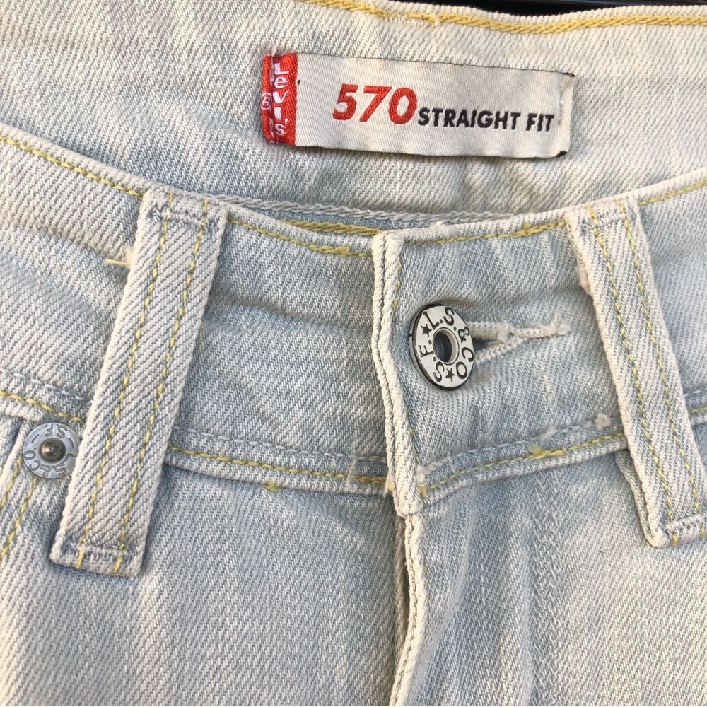 Levi's 570 Straight Fit Cotton Denim Jeans Bleach Blue W29 L34 Womens BNWOT - Picture 7 of 13